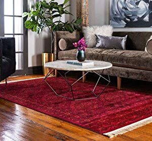 Unique Loom Tekke Collection Over-Dyed Saturated Traditional Torkaman Area Rug, 9 ft x 12 ft, Red/Black