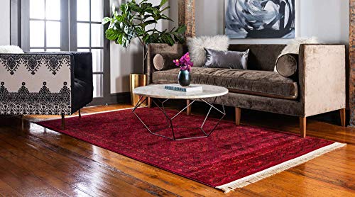 Unique Loom Tekke Collection Over-Dyed Saturated Traditional Torkaman Area Rug, 9 ft x 12 ft, Red/Black