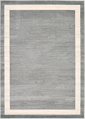 Unique Loom Del Mar Collection Area Rug-Transitional Inspired with Modern Contemporary Design, Rectangular 7' 0" x 10' 0", Gray/Ivory