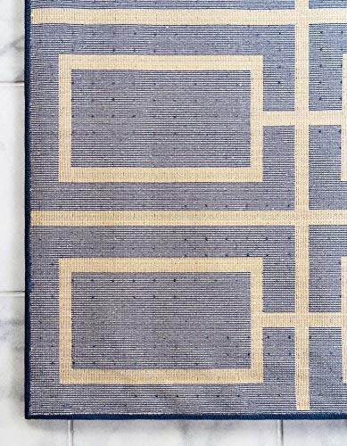 Unique Loom Glam Collection Geometric, Squares, Metallics, Modern, Chic Area Rug, 8 ft x 10 ft, Navy Blue/Gold