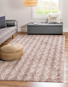 unique loom eco trellis collection area rug – osage (rectangular 7′ 10″ x 10′ 0″, dusty rose/ivory)