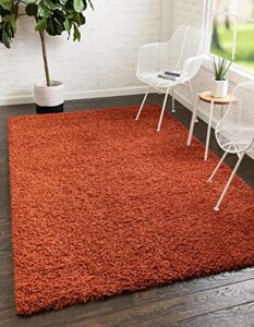 unique loom solid shag collection area rug (4′ 1″ x 6′ 1″, terracotta)