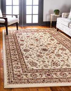 unique loom voyage collection traditional oriental classic rug_agr004, 10 ft x 14 ft, ivory/gold