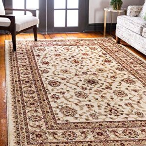 Unique Loom Voyage Collection Traditional Oriental Classic Rug_AGR004, 10 ft x 14 ft, Ivory/Gold