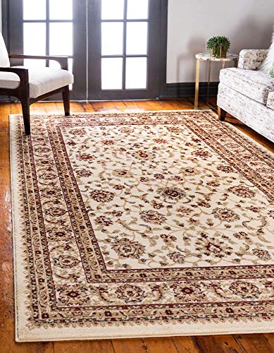 Unique Loom Voyage Collection Traditional Oriental Classic Rug_AGR004, 10 ft x 14 ft, Ivory/Gold