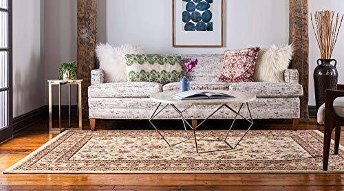 Unique Loom Voyage Collection Traditional Oriental Classic Rug_AGR004, 10 ft x 14 ft, Ivory/Gold