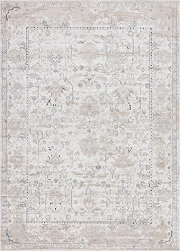 Unique Loom Portland Collection Bohemian Vintage Inspired Tone Design Area Rug, 10' 0" x 14' 0", Ivory/Gray