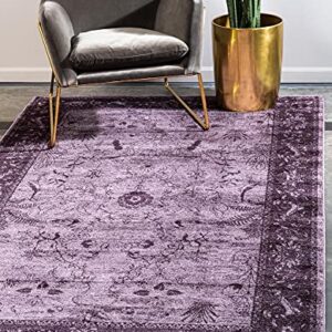 Unique Loom La Jolla Collection Farmhouse, Contemporary, Botanical, Traditional, Vintage Area Rug, 10 x 13 ft, Violet/Dark Purple