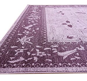 Unique Loom La Jolla Collection Farmhouse, Contemporary, Botanical, Traditional, Vintage Area Rug, 10 x 13 ft, Violet/Dark Purple