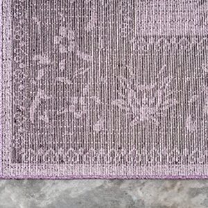 Unique Loom La Jolla Collection Farmhouse, Contemporary, Botanical, Traditional, Vintage Area Rug, 10 x 13 ft, Violet/Dark Purple