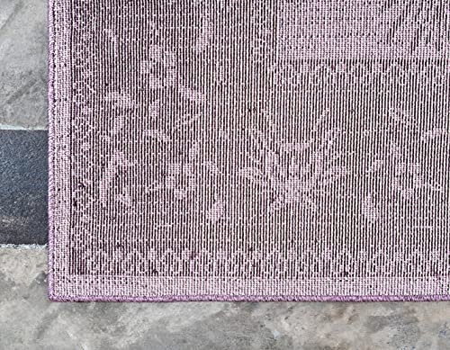 Unique Loom La Jolla Collection Farmhouse, Contemporary, Botanical, Traditional, Vintage Area Rug, 10 x 13 ft, Violet/Dark Purple