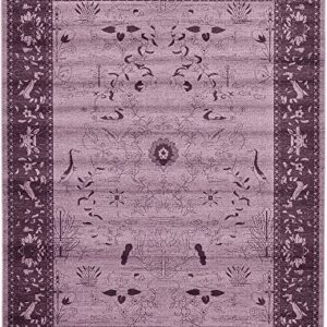 Unique Loom La Jolla Collection Farmhouse, Contemporary, Botanical, Traditional, Vintage Area Rug, 10 x 13 ft, Violet/Dark Purple