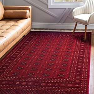 Unique Loom Tekke Collection Over-Dyed Saturated Traditional Torkaman Area Rug, 7 ft x 10 ft, Red/Burgundy