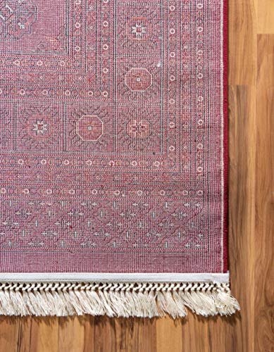 Unique Loom Tekke Collection Over-Dyed Saturated Traditional Torkaman Area Rug, 7 ft x 10 ft, Red/Burgundy