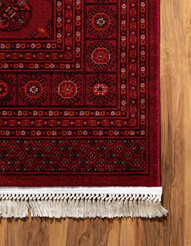 Unique Loom Tekke Collection Over-Dyed Saturated Traditional Torkaman Area Rug, 7 ft x 10 ft, Red/Burgundy