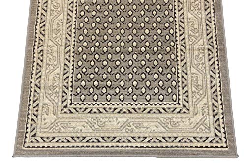 Unique Loom Williamsburg Collection Traditional Border with Dotted Center Area Rug, Runner 2' 9" x 9' 10", Gray/Beige