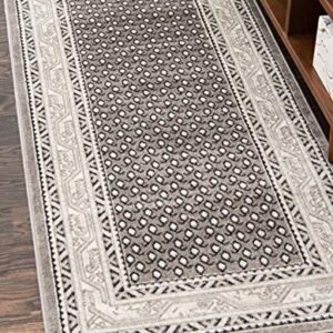 Unique Loom Williamsburg Collection Traditional Border with Dotted Center Area Rug, Runner 2' 9" x 9' 10", Gray/Beige