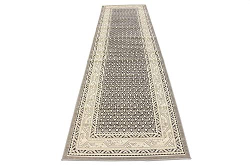 Unique Loom Williamsburg Collection Traditional Border with Dotted Center Area Rug, Runner 2' 9" x 9' 10", Gray/Beige