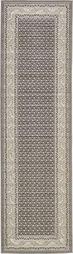 Unique Loom Williamsburg Collection Traditional Border with Dotted Center Area Rug, Runner 2' 9" x 9' 10", Gray/Beige