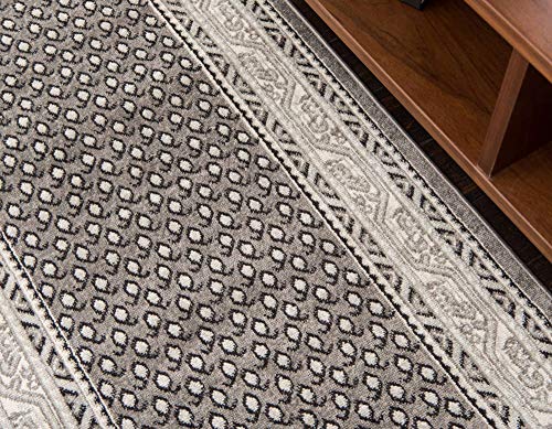 Unique Loom Williamsburg Collection Traditional Border with Dotted Center Area Rug, Runner 2' 9" x 9' 10", Gray/Beige