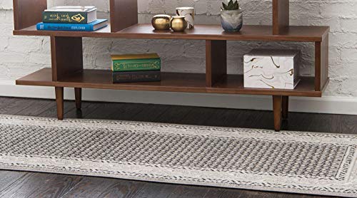 Unique Loom Williamsburg Collection Traditional Border with Dotted Center Area Rug, Runner 2' 9" x 9' 10", Gray/Beige