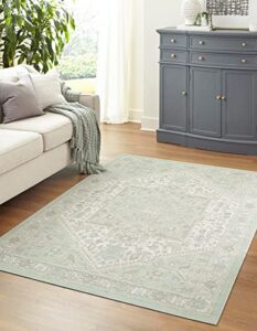 unique loom whitney collection traditional geometric mint area rug (8′ 0 x 10′ 0)