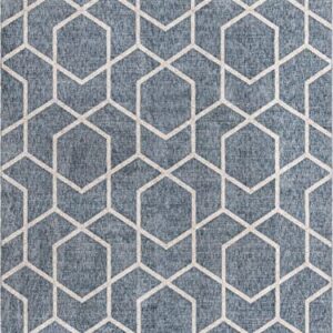 Unique Loom Eco Trellis Collection Area Rug - Mondo (Rectangular 7' 10" x 10' 0", Harbor Blue/ Ivory)