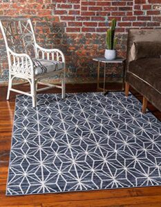 unique loom uptown collection by jill zarin collection geometric modern navy blue area rug (8′ 0 x 10′ 0)