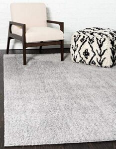 unique loom studio solid shag collection urban modern super soft & plush area rug, 9 ft x 12 ft, light gray
