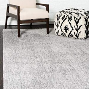 Unique Loom Studio Solid Shag Collection Urban Modern Super Soft & Plush Area Rug, 9 ft x 12 ft, Light Gray