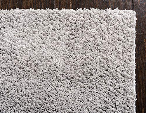 Unique Loom Studio Solid Shag Collection Urban Modern Super Soft & Plush Area Rug, 9 ft x 12 ft, Light Gray