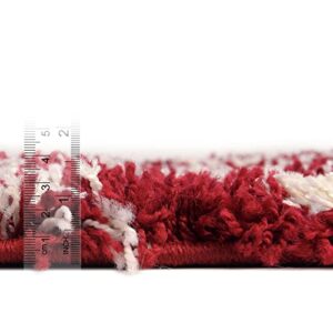 Unique Loom Moroccan Trellis Shag Collection Area Rug - Meknes (10' Square, Burgundy Red/Ivory)