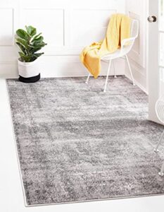 unique loom portland collection area rug – woodburn (3′ 3″ x 5′ 3″ rectangle, gray/ivory)