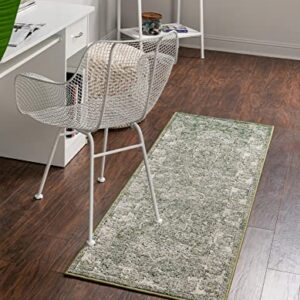 Unique Loom Isabella Collection Area Rug - Adjani (2' 7" x 16' 5" Runner, Green/Ivory)