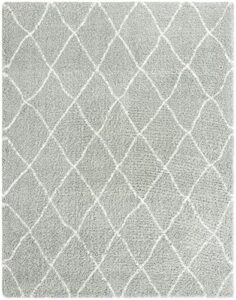 unique loom rabat shag collection area rug – trellis (7′ 10″ x 10′ rectangle, white cyan/ivory)