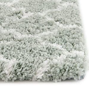 Unique Loom Rabat Shag Collection Area Rug - Marble (7' 10" x 10' Rectangle, White Cyan/Ivory)