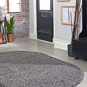 Unique Loom Solid Shag Collection Area Rug (4' x 6' Oval, Graphite Gray)