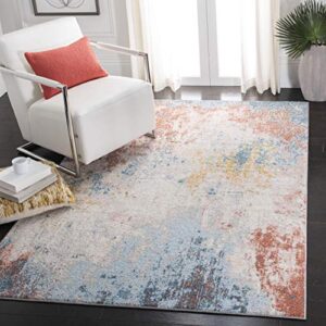 safavieh tulum collection 5’3″ x 7’6″ ivory / pink tul207a modern abstract non-shedding living room bedroom dining home office area rug