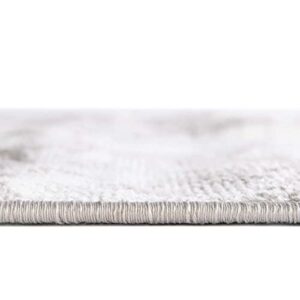 Unique Loom Eos Collection Area Rug - Borealis (7' Round, Stone Gray/Ivory)