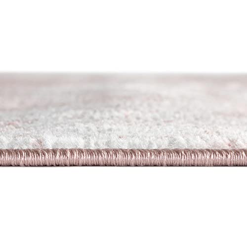 Unique Loom Oxford Collection Area Rug - Bodleian (10' x 14' Rectangle, Pink/Ivory)