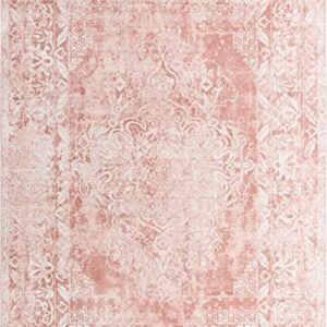 Unique Loom Oxford Collection Area Rug - Bodleian (10' x 14' Rectangle, Pink/Ivory)