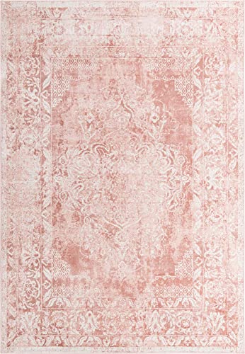 Unique Loom Oxford Collection Area Rug - Bodleian (10' x 14' Rectangle, Pink/Ivory)