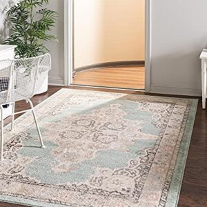 Unique Loom Parker Collection Area Rug - Merakli (9' x 12' Rectangle, Aqua/Beige)