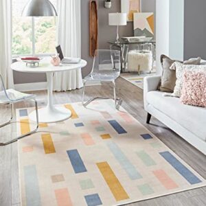 Unique Loom Lotus Collection Modern Geometric Multi/Beige Area Rug (5' 0 x 8' 0)