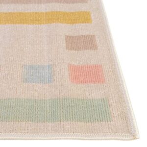 Unique Loom Lotus Collection Modern Geometric Multi/Beige Area Rug (5' 0 x 8' 0)