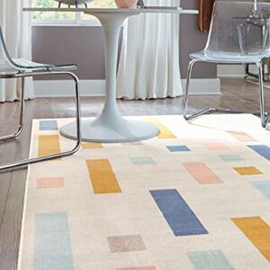 Unique Loom Lotus Collection Modern Geometric Multi/Beige Area Rug (5' 0 x 8' 0)