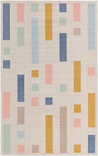 Unique Loom Lotus Collection Modern Geometric Multi/Beige Area Rug (5' 0 x 8' 0)