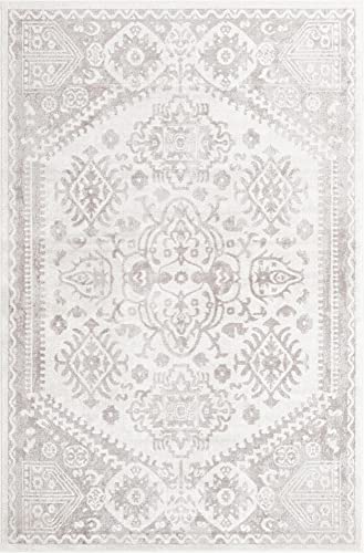 Unique Loom Oxford Collection Area Rug - Radcliffe (6' x 9' Rectangle, Cream/Ivory)