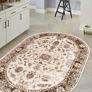 Unique Loom Rushmore Collection Area Rug - Lincoln (5' 3" x 8' Oval, Cream/Beige)