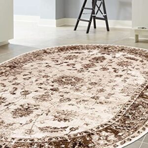 Unique Loom Rushmore Collection Area Rug - Lincoln (5' 3" x 8' Oval, Cream/Beige)